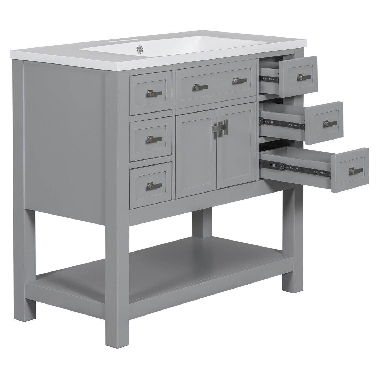 36" Modern Bathroom Vanity with Top Sink Freestanding