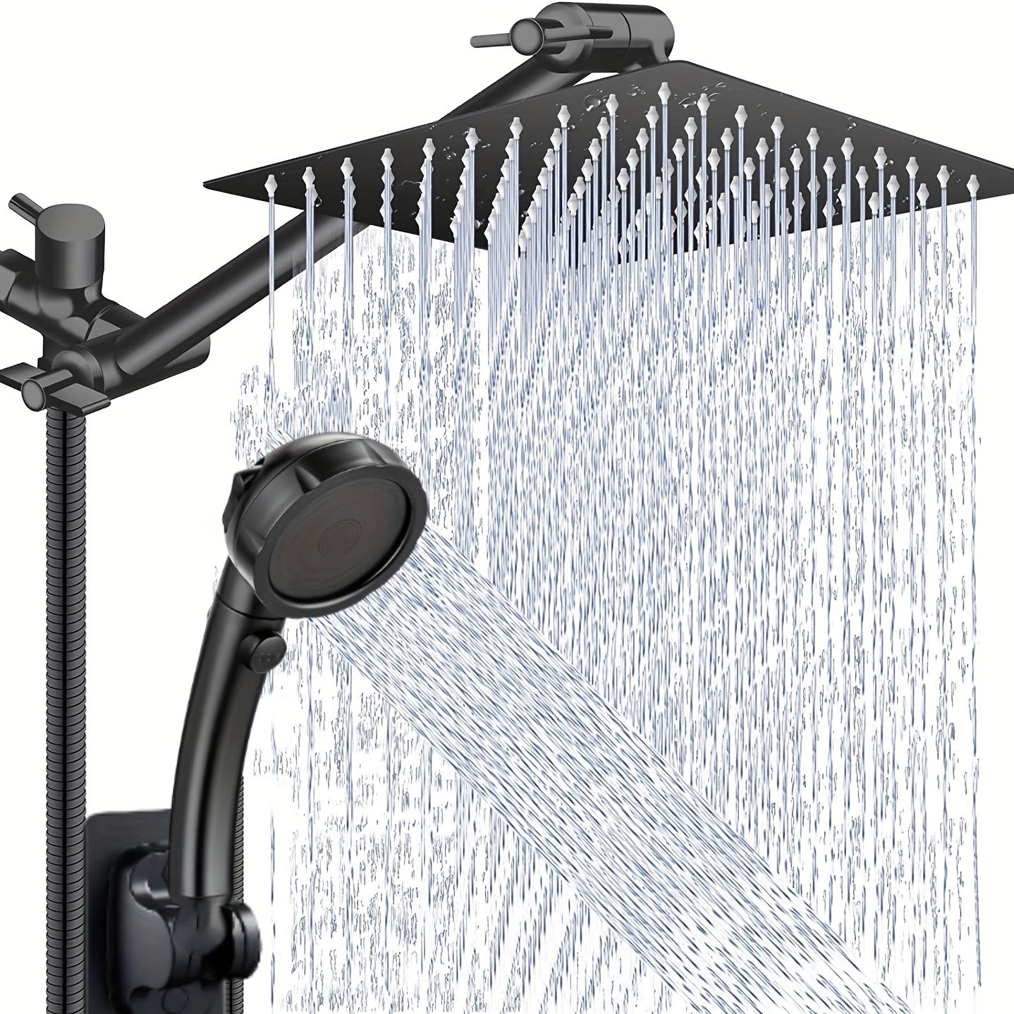 VENETIO Upgrade Your Shower Experience: 8 High Pressure Rainfall Shower Head Combo with 3+1 Mode Handheld, 11 Telescopic Arm, Adjustable Bracket & 60 Hose! ➡ BF-00002