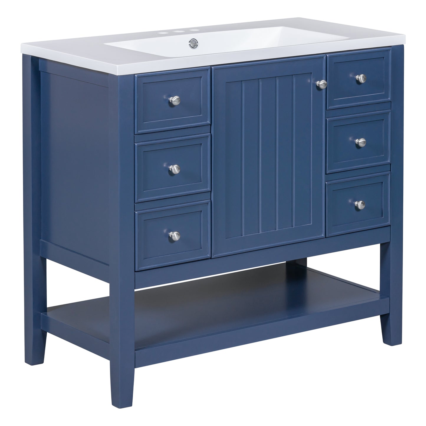 36" Blue Bathroom Vanity with Sink Combo Freestanding