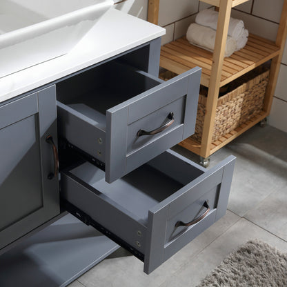 30" Grey Bathroom Vanity with Sink Freestanding Marble Pattern Top