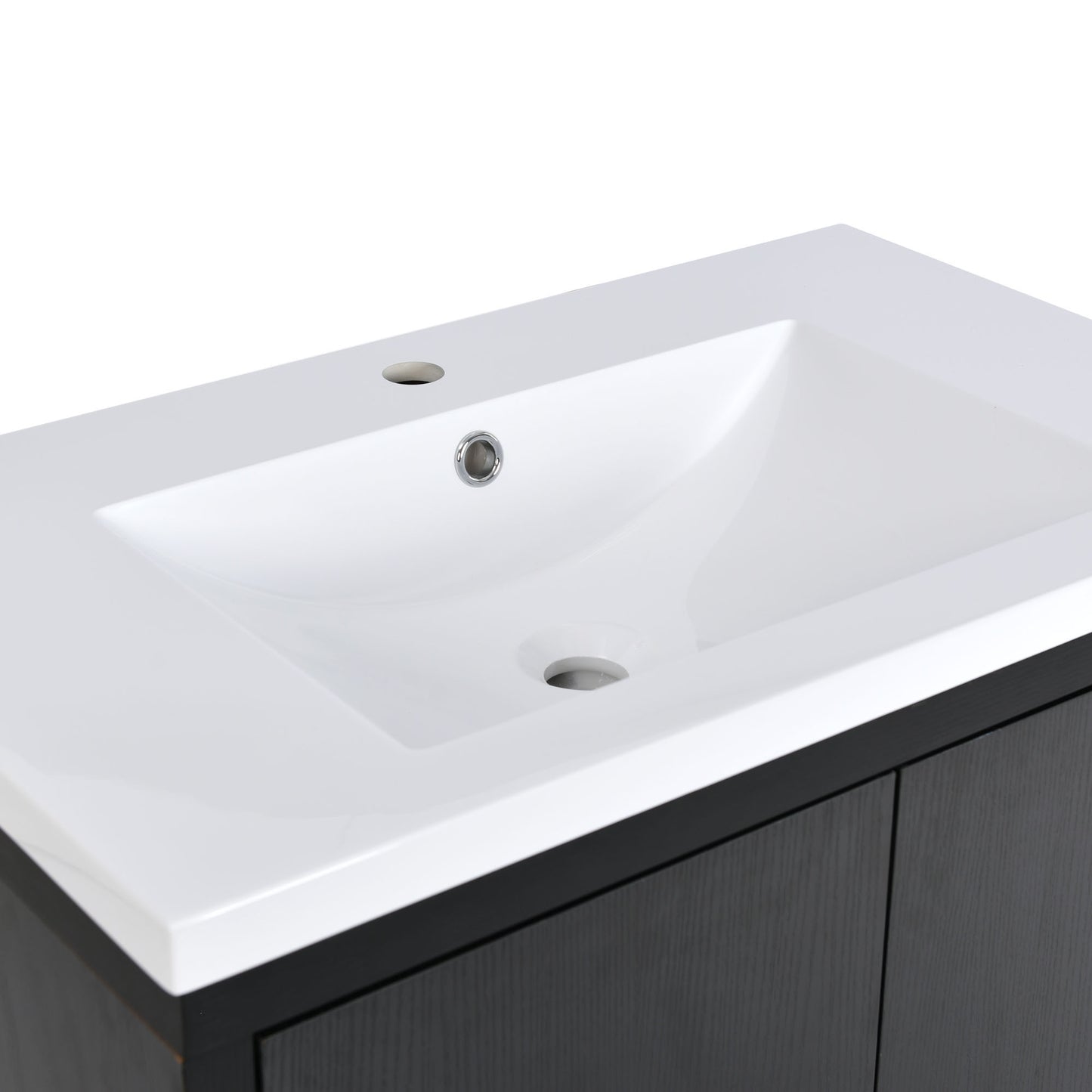 30" White Bathroom Vanity with Single Sink Freestanding Solid Wood Frame