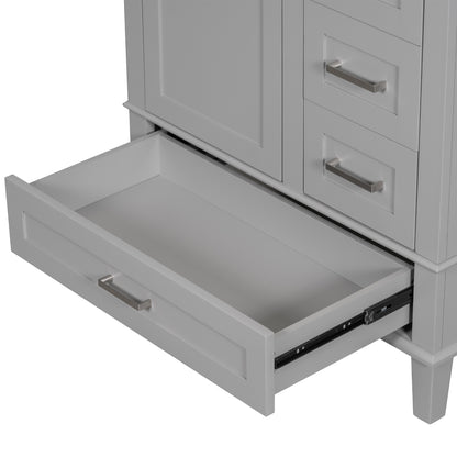 30" Grey Bathroom Vanity with Sink Freestanding Soft Closing Doors and 3 Drawers