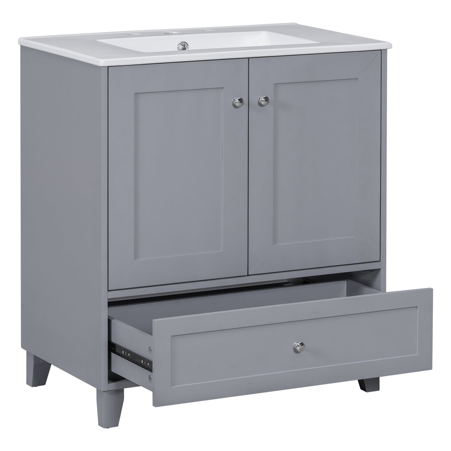 30" Premium Bathroom Vanity with Ceramic Sink Freestanding Ample Storage