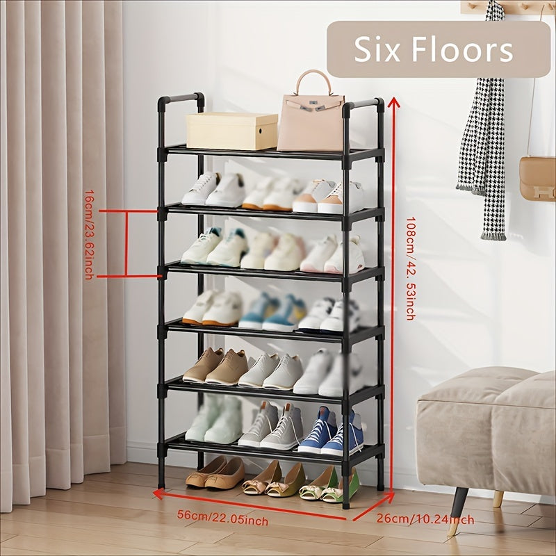 Maximize Your Shoe Storage with this Stylish & Stackable Black Metal Shoe Rack - Perfect for Any Room! ➡ SO-00004