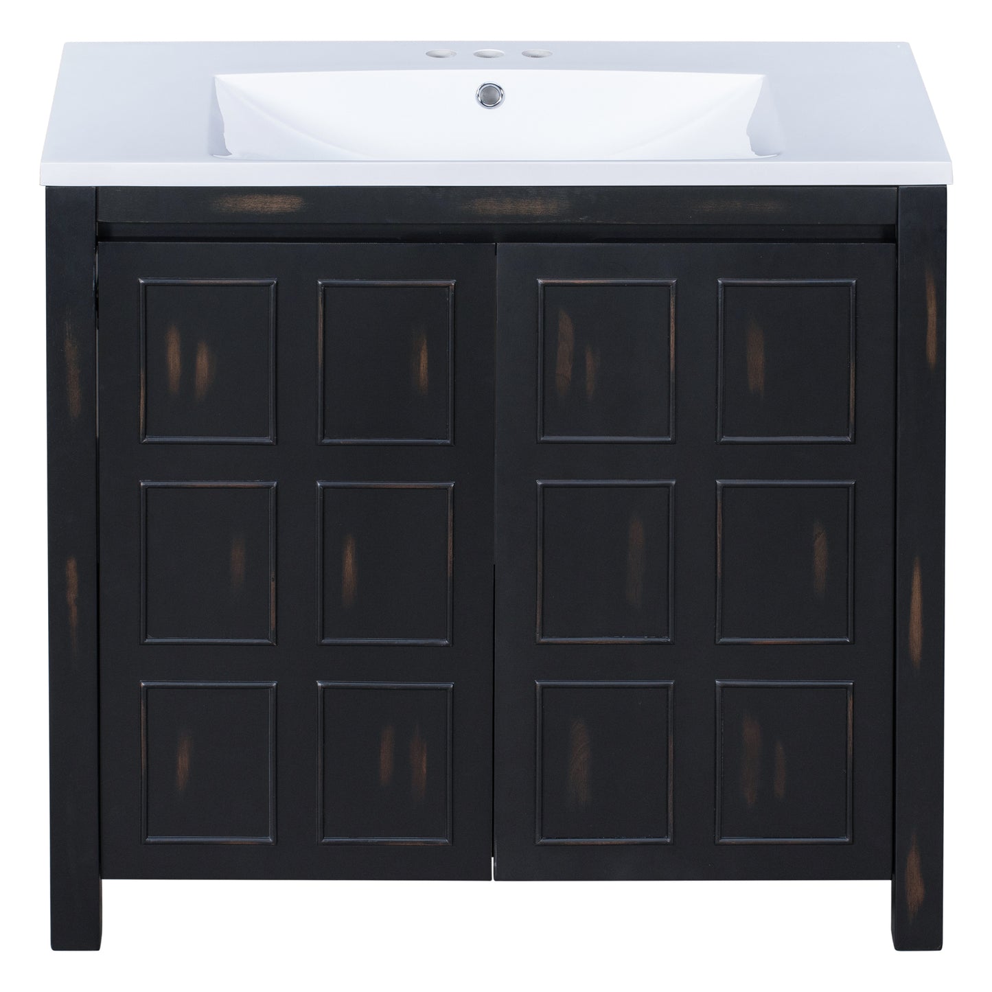 36" Retro Espresso Bathroom Vanity with Sink Combo Freestanding