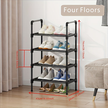 VENETIO Maximize Your Shoe Storage with this Stylish & Stackable Black Metal Shoe Rack - Perfect for Any Room! ➡ SO-00004