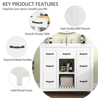 36" Bathroom Vanity with Undermount Sink Freestanding