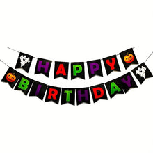 Load image into Gallery viewer, VENETIO Halloween Party Decorations Set – Happy Birthday Banner, Paper Flags, Confetti, Garland, Honeycomb Ball, Streamers. Ideal for Halloween Party, Home Decor, Room Decor, and More ➡ OD-00022