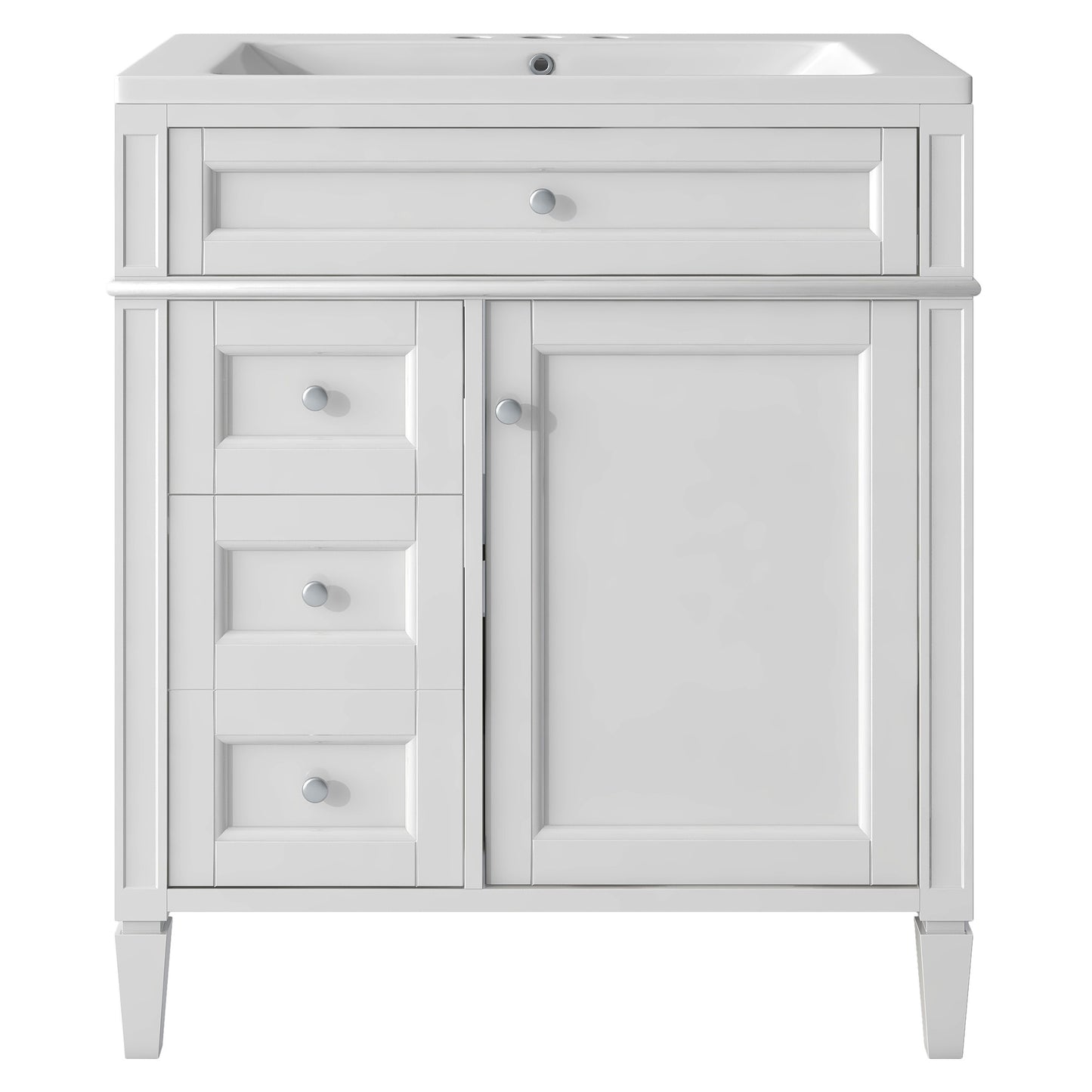 30" Modern Bathroom Vanity with Top Sink Freestanding 2 Drawers and Tip-out Drawer