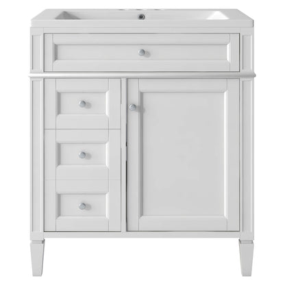 30" Modern Bathroom Vanity with Top Sink Freestanding 2 Drawers and Tip-out Drawer