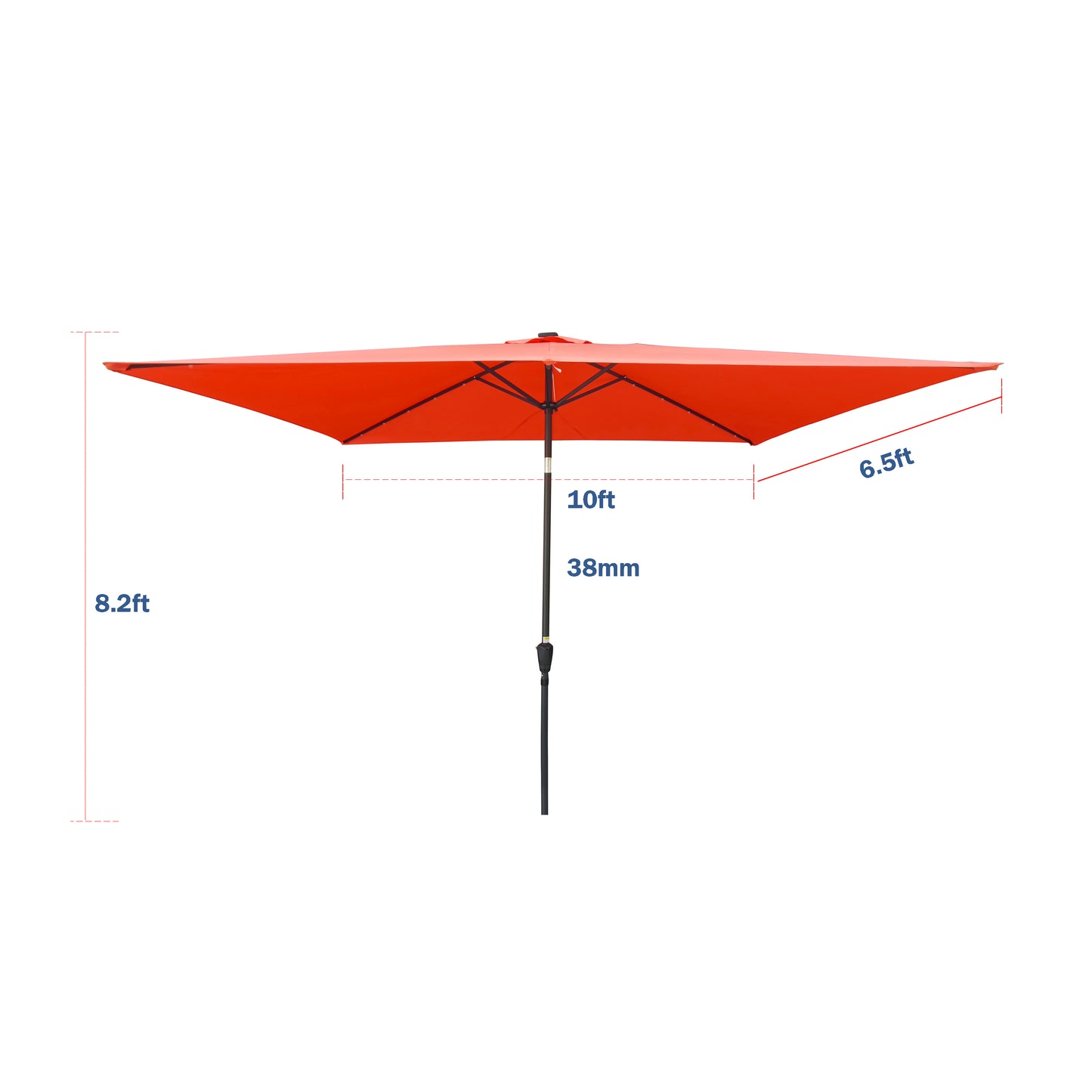 Rectangular Solar LED Lighted Patio Umbrella 10 x 6.5ft