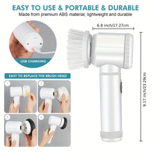 Charger l&#39;image dans la galerie, VENETIO 7-in-1 Cordless Electric Spin Scrubber Set - 5 Replaceable Brush Heads - Handheld Power Shower Cleaner for Bathtub, Floor, Wall, Tile, Toilet, Window, Sink - Effortlessly Clean Your Home with One Tool ➡ CS-00026