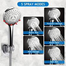 Charger l&#39;image dans la galerie, VENETIO 1set Shower Head With Handheld, High Pressure Rain Shower Head With 11 Inch Extension Arm, 5-mode Adjustable Leak Proof Shower Head With Bracket/hose, Height/Angle Adjustable ➡ BF-00003