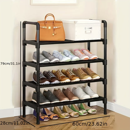 VENETIO 1pc 4-layer Shoe Rack, Can Accommodate 15 Pairs Of Shoes, High-quality Black Shoe Rack Is Easy To Install, Placed In The Living Room, Bathroom, Hallway And Other Places ➡ SO-00010