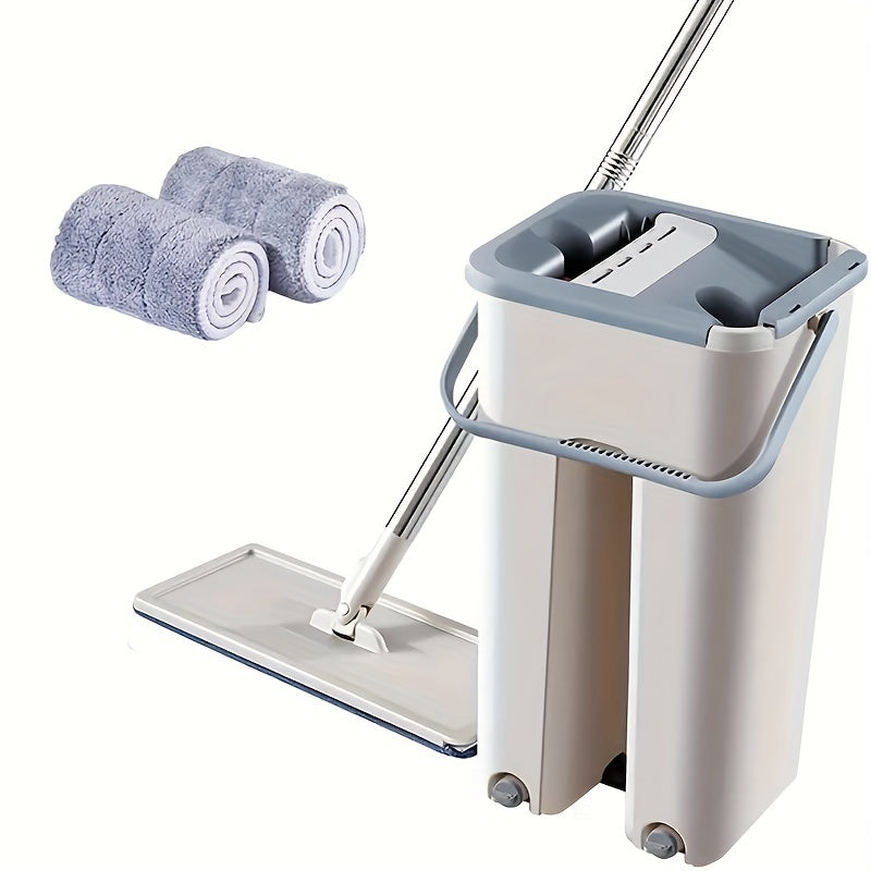 VENETIO Revolutionize Your Cleaning Routine: 1 Set Flat Floor Mop Bucket Set with 2 Microfiber Mop Pads! ➡ CS-00002