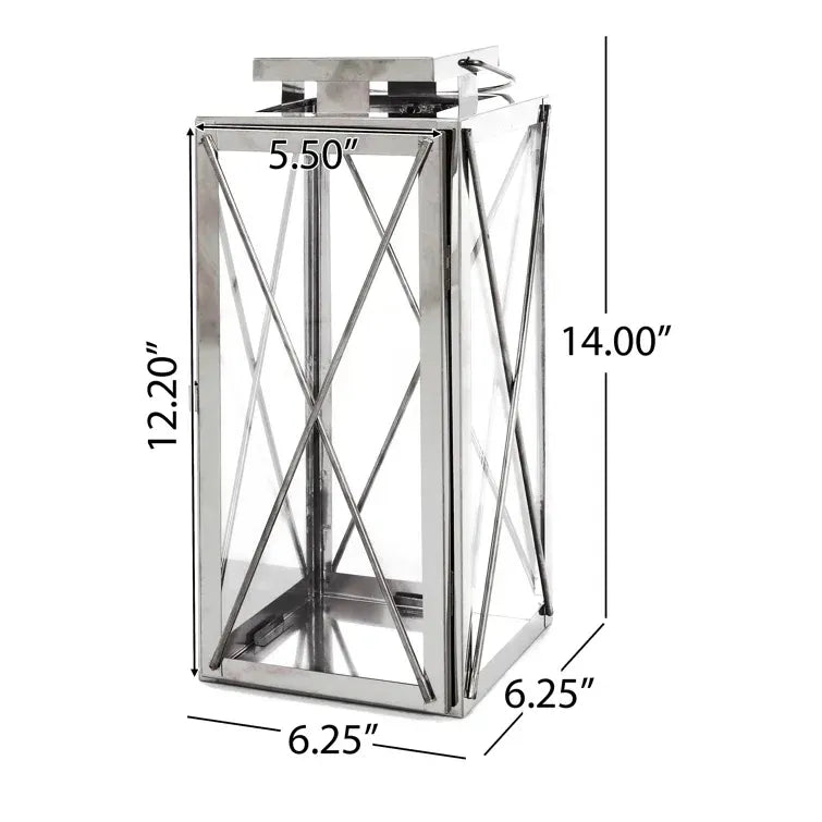 Diamond Square Stainless Steel Lantern