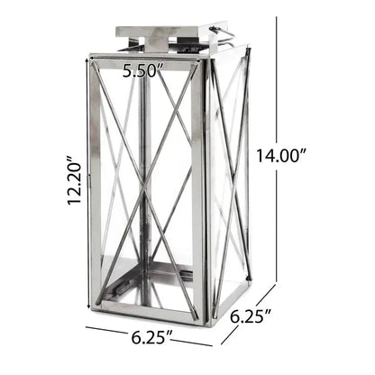 Diamond Square Stainless Steel Lantern