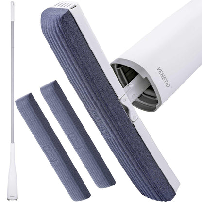 VENETIO Roller Sponge Mop for Floor Cleaning with 3 Biodegradable PU Mop Heads