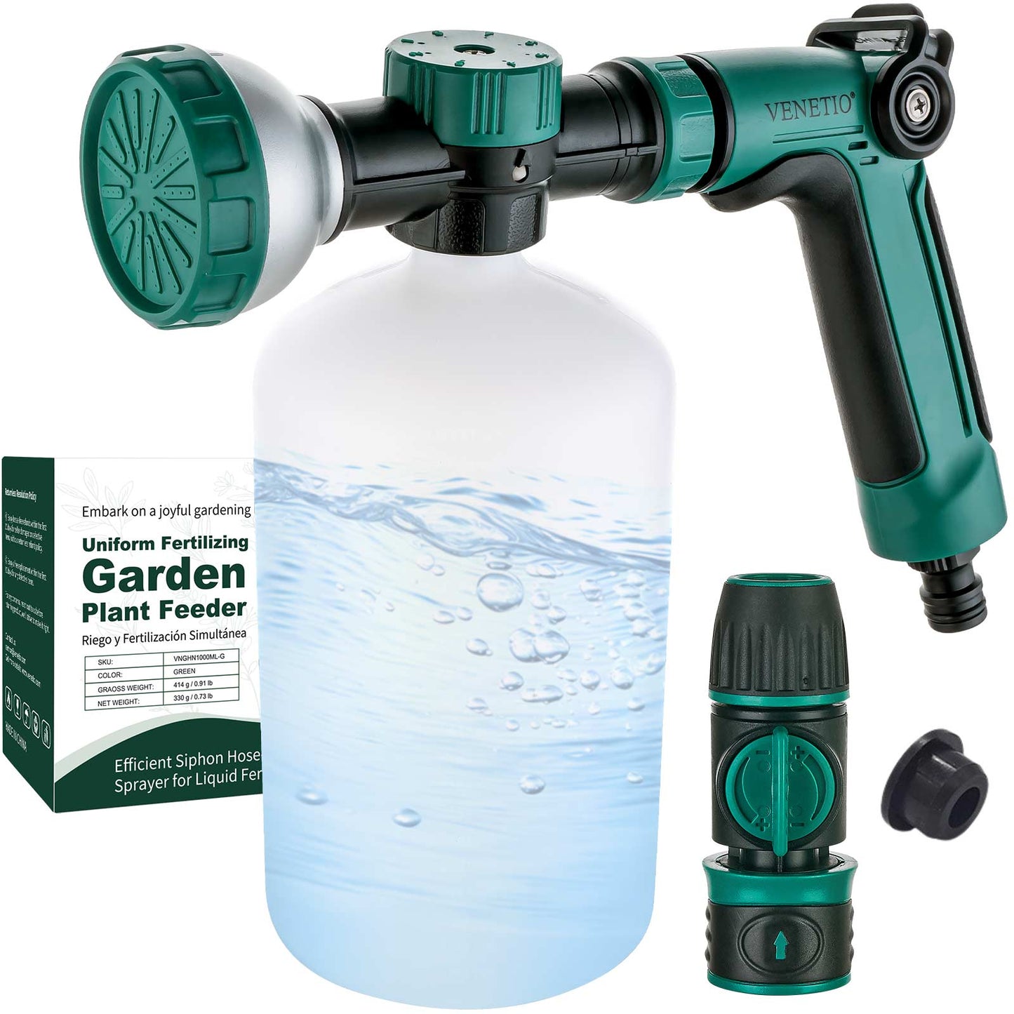 VENETIO 8-Dial Hose End Sprayer for Liquid Fertilizer/Soap | Lawn & Garden Feeder