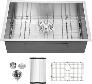 VENETIO 33 Inch Undermount Sink - Stainless Steel Kitchen Sink 18 Gauge Deep Single Bowl Kitchen Sinks 33x19x9 Inches Sink ➡ K-00023