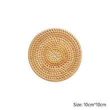 Load image into Gallery viewer, 1PC Round Natural Rattan Insulation Kitchen Woven Holder Drink Coaster Heat Pad Handmade Table Padding Cup Mats Tea Pot Placemats - Venetio
