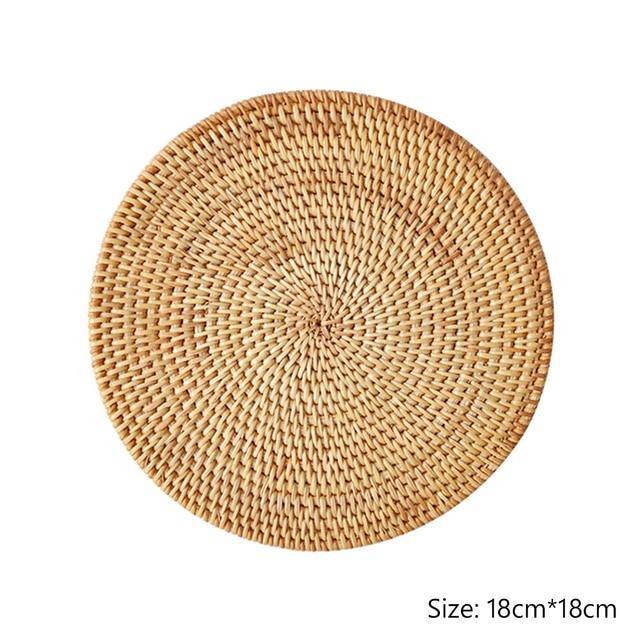 1PC Round Natural Rattan Insulation Kitchen Woven Holder Drink Coaster Heat Pad Handmade Table Padding Cup Mats Tea Pot Placemats - Venetio