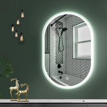 Cargar imagen en el visor de la galería, 26X18 Inches Wall Mounted Vertical Frameless Oval Smart Lighten Bathroom Mirror - Venetio