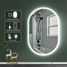 Laden Sie das Bild in den Galerie-Viewer, 26X18 Inches Wall Mounted Vertical Frameless Oval Smart Lighten Bathroom Mirror - Venetio