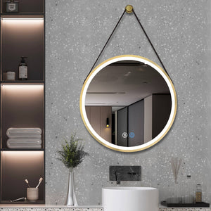 28 Inches Wall Hanging Round Mirror with Lights LED Bathroom - Venetio