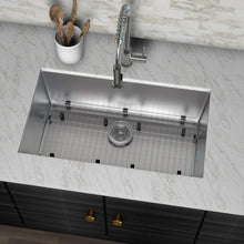 Cargar imagen en el visor de la galería, 30&quot; Undermount Stailess Steel Single Bowl Kitchen Sink, 16 Gauge with Strainer &amp; Bottom Grid - Venetio