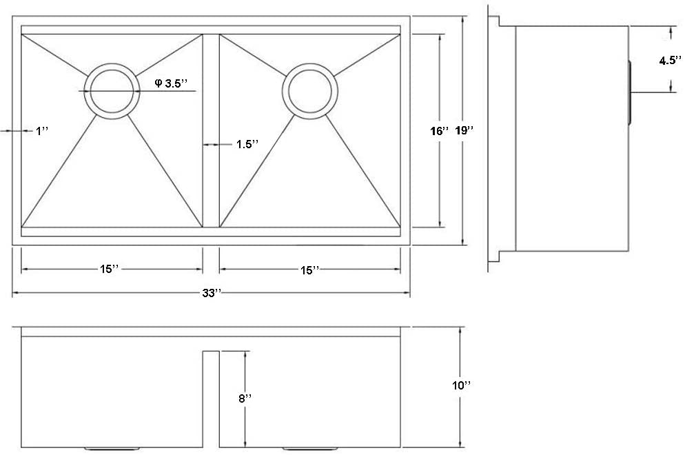 33" Brushed Nickel Stainless Steel Workstation Double Bowl Undermount Kitchen Sink, with Adjustable Dish Drainer & Dish Grid & Basket Strainer & Cutting Board - Venetio