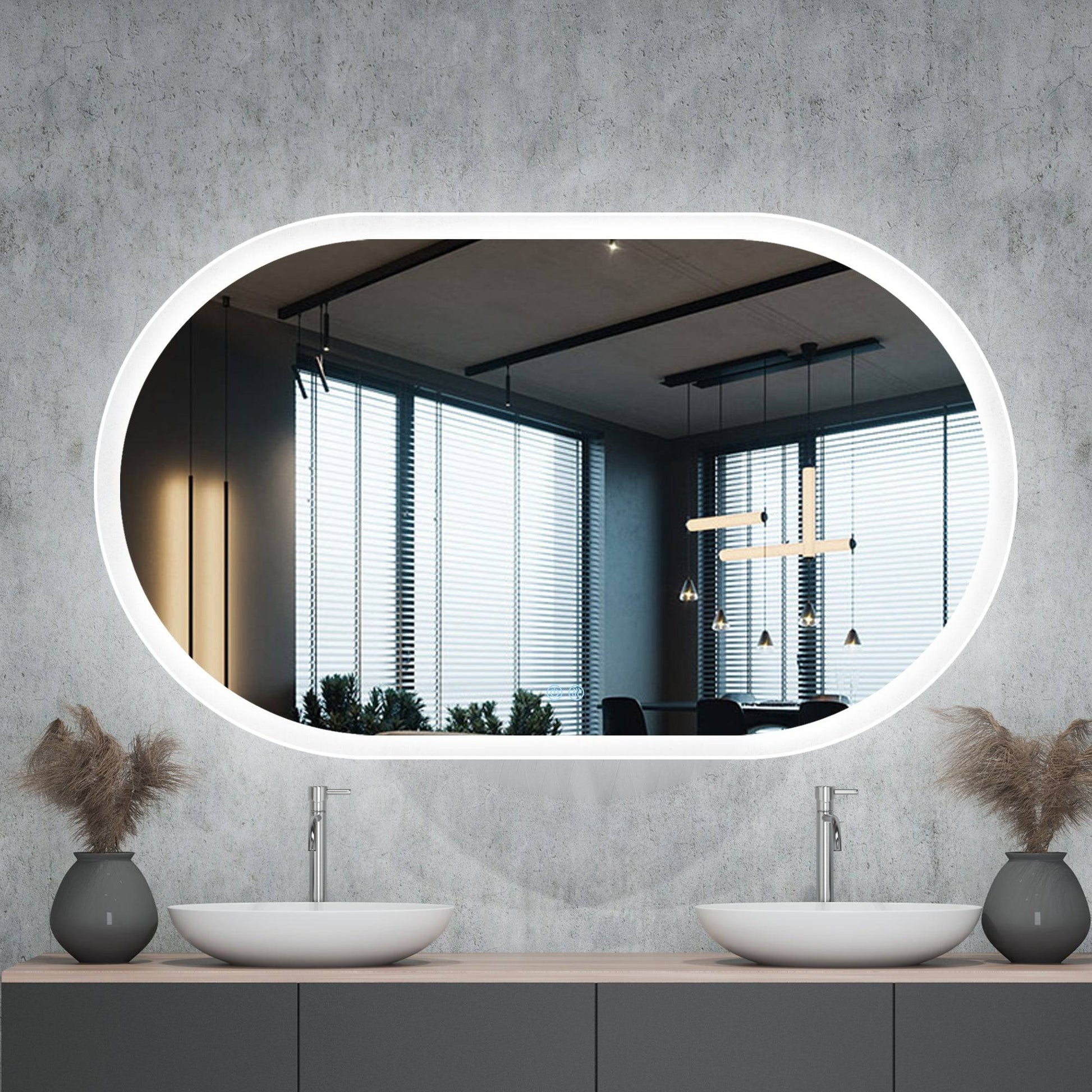 40x24 Inches Frameless Oval Smart Vanity Lighten Mirror (Edge Glow) - Venetio