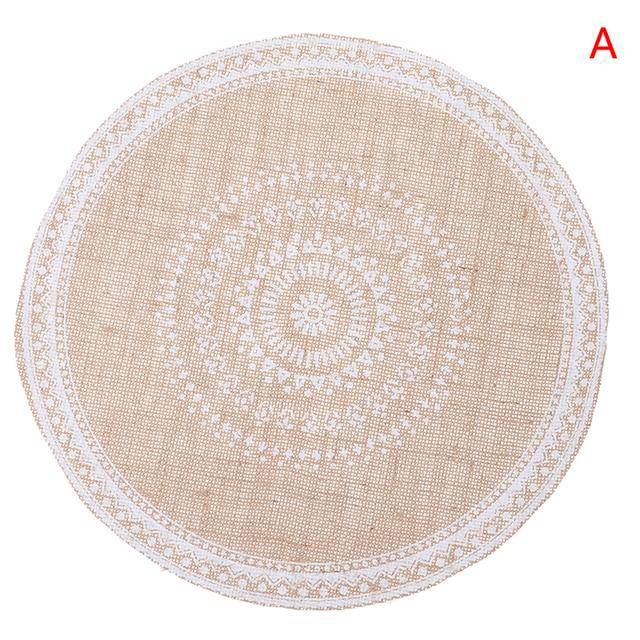 1Pc Creative Jute Table Placemats Resistant Heat Non-Slip Home Linen Fabric Washable Bowl Cup Mat - Venetio