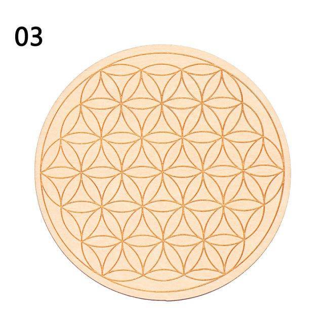 1PC Flower of Life Shape Wooden Wall Sign Laser Cut Non-slip Coaster Set Wood Placemats Table Mat Round Cup Pad Art Home Decor - Venetio