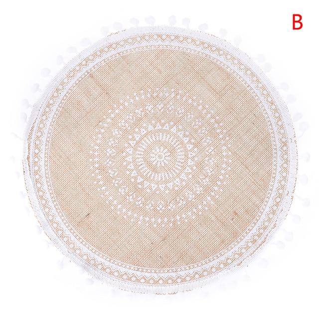 1Pc Creative Jute Table Placemats Resistant Heat Non-Slip Home Linen Fabric Washable Bowl Cup Mat - Venetio