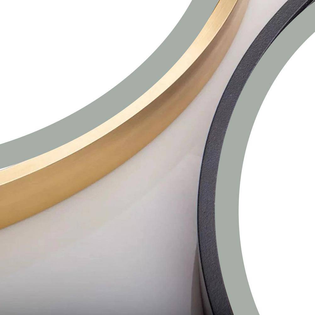 20 Inch Round Lighted Mirror for Bathroom, LED Gold Circle Wall Mirror, Light Up Backlit Touch Make-up Vanity Mirror Wall - Venetio