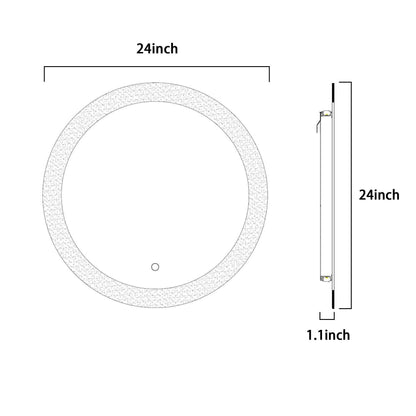 24 Inch LED Lighted Wall Mounted Circular Bathroom  Mirrors with Anti fog and Diming Function - Venetio