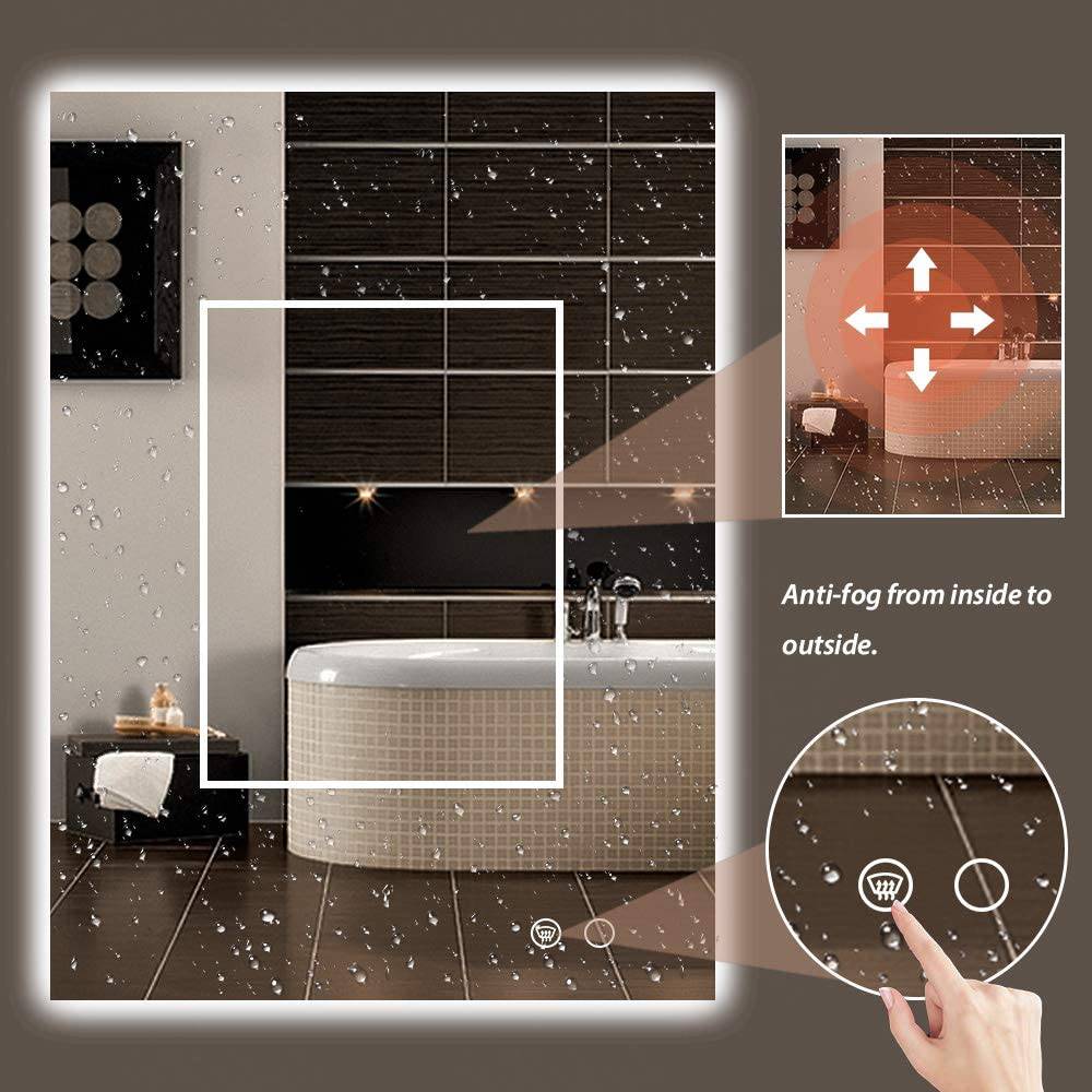 48 x 32 Inch Anti-Fog Backlit LED Bathroom Vanity Mirror, Wall Mounted - Venetio