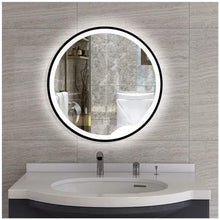 Cargar imagen en el visor de la galería, 20 Inch Round Lighted Mirror for Bathroom, LED Gold Circle Wall Mirror, Light Up Backlit Touch Make-up Vanity Mirror Wall - Venetio