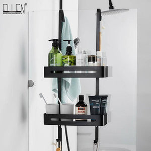 Black Hanging Bath Shelves Bathroom Shelf Organizer Nail-free Shampoo Holder Storage Shelf Rack Bathroom Basket Holder EL5018 - Venetio