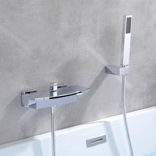 Bathtub Faucets with Hand Shower Hot Cold Bath Shower Black Chrome Faucet Water Mixer Tap Crane ELS2017 - Venetio