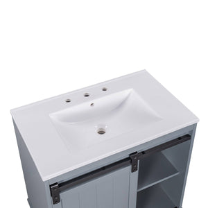 Free Shipping 30x18 inches Free-Standing Bathroom Vanity Sink Cabinet with Sliding Bars Door - Venetio