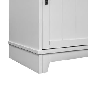 Free Shipping 30x18 inches Free-Standing Bathroom Vanity Sink Cabinet with Sliding Bars Door(White) - Venetio