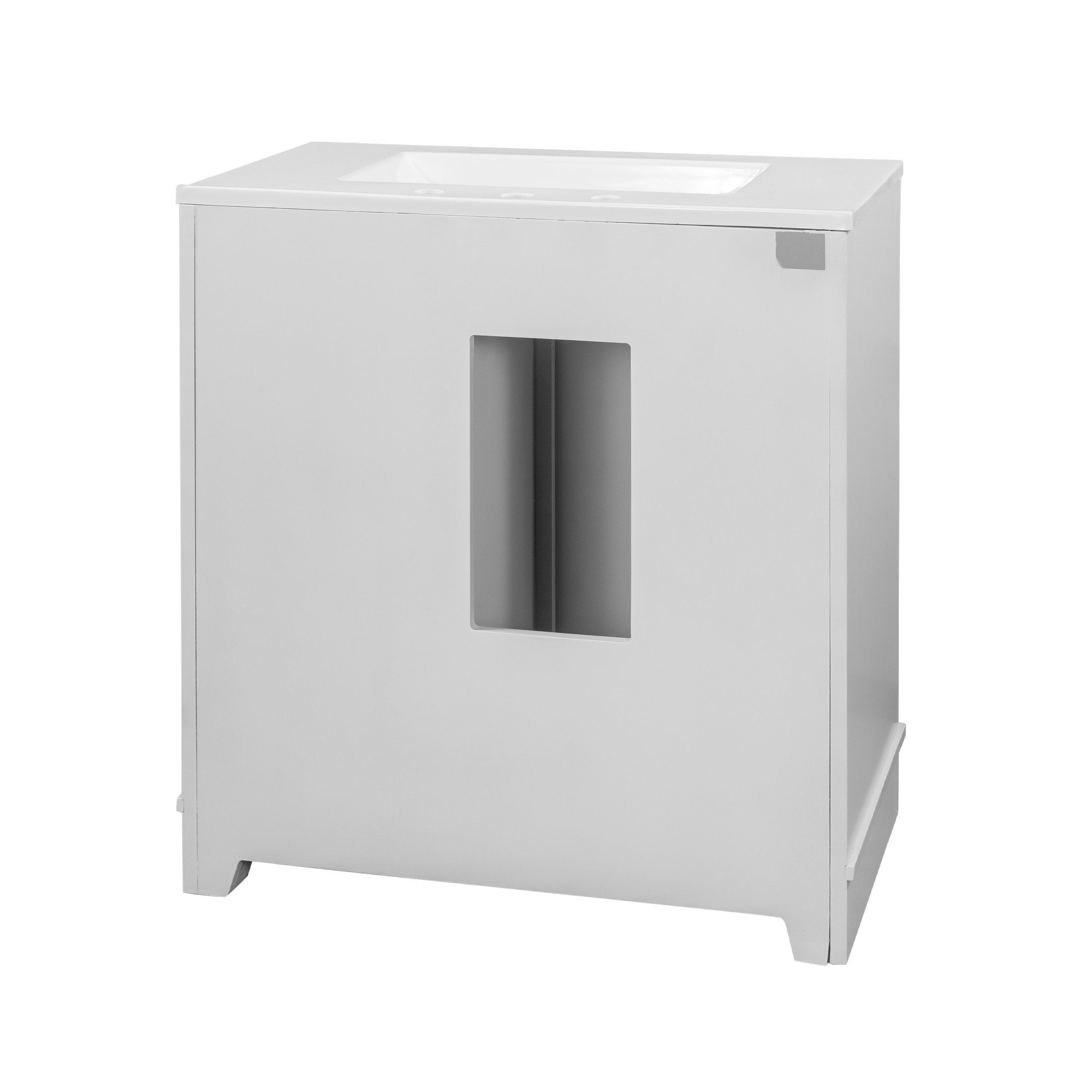 Free Shipping 30x18 inches Free-Standing Bathroom Vanity Sink Cabinet with Sliding Bars Door(White) - Venetio