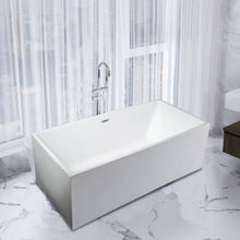 Cargar imagen en el visor de la galería, Venetio 57 inch Acrylic Freestanding Soaking Bathtub Square Shape Gloss White - Venetio