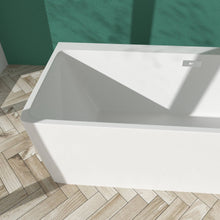 Laden Sie das Bild in den Galerie-Viewer, Venetio 57 x 30 inch Acrylic Freestanding Soaking Bathtub Square Shape Gloss White - Venetio