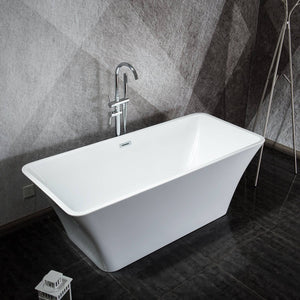 Venetio 57 x 31 inch Acrylic Freestanding Bathtub Classic Square Shape Gloss White - Venetio