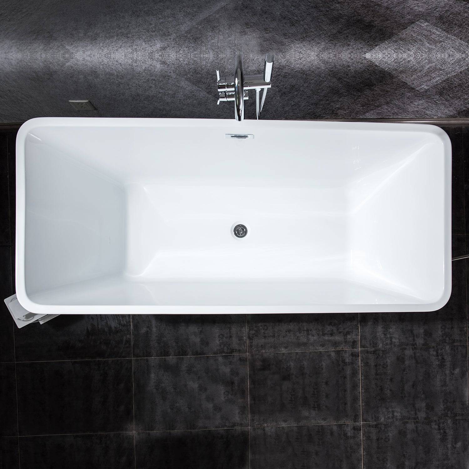Venetio 57 x 31 inch Acrylic Freestanding Bathtub Classic Square Shape Gloss White - Venetio
