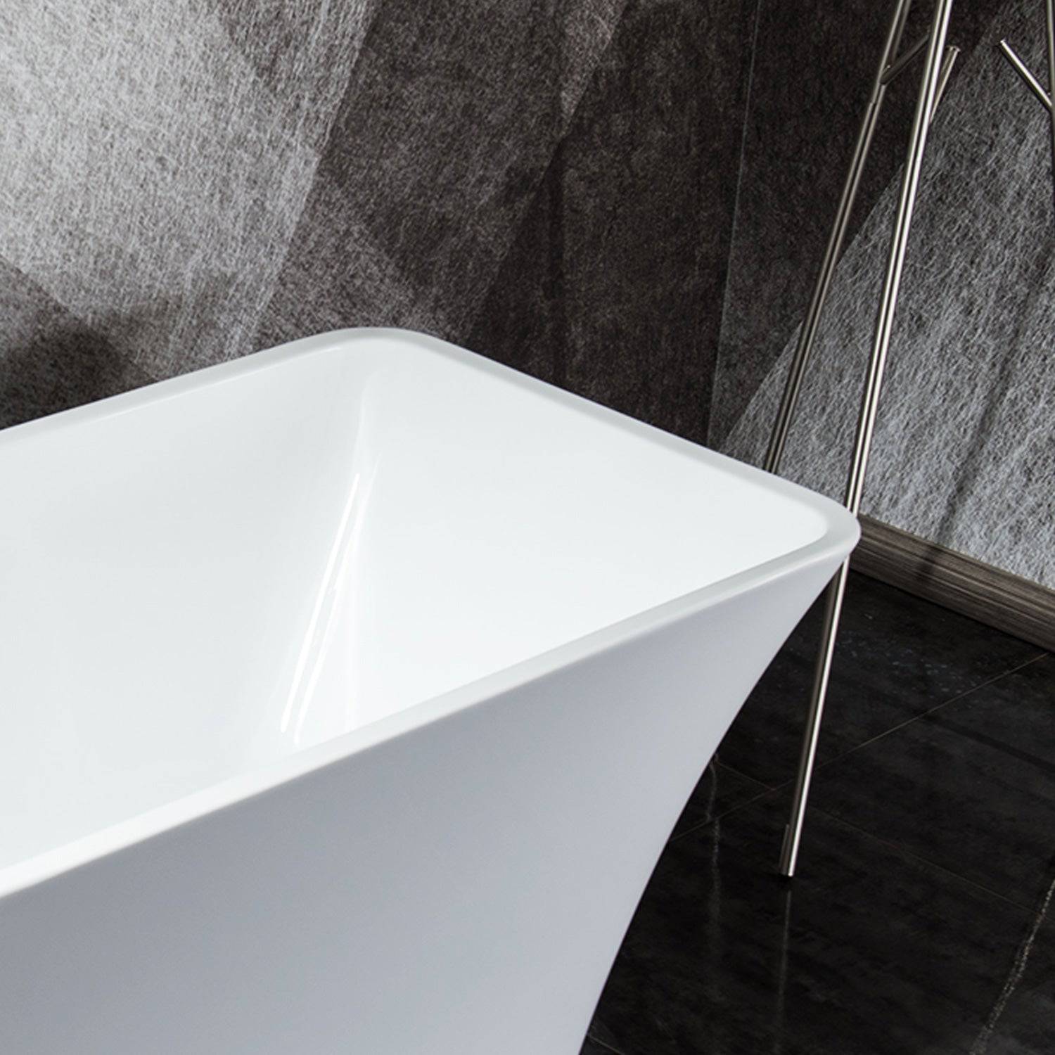 Venetio 57 x 31 inch Acrylic Freestanding Bathtub Classic Square Shape Gloss White - Venetio
