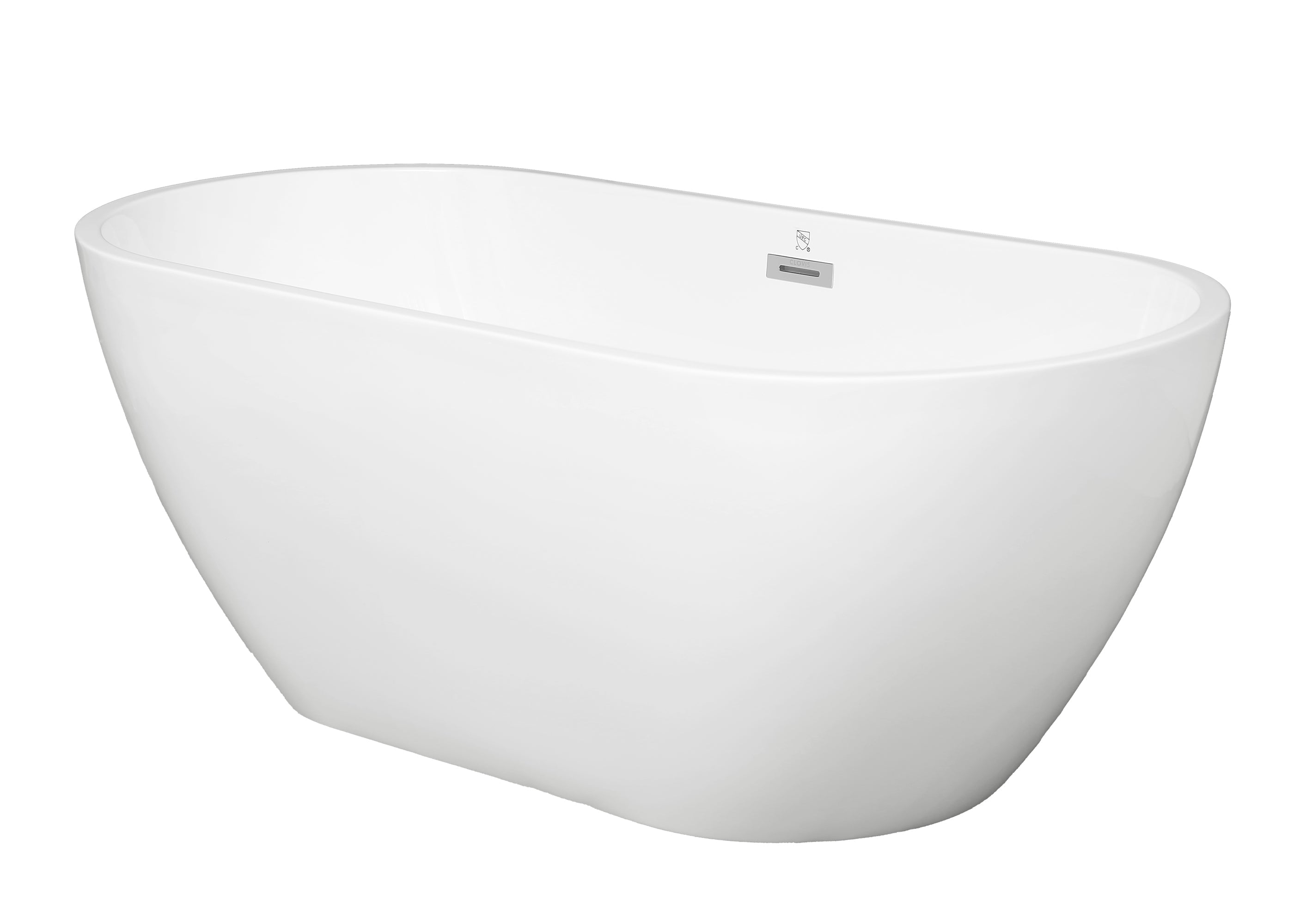 Venetio 60 x 30 Acrylic Alcove Freestanding Soaking Bathtub Oval Shape Gloss White - Venetio